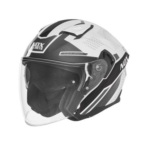 NOX KASK OTWARTY JET Z BLENDĄ N130 EKTO KOLOR CZARNY/BIAŁY ROZMIAR L