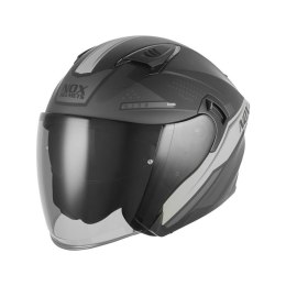 NOX KASK OTWARTY JET Z BLENDĄ N130 EKTO KOLOR SREBRNY/CZARNY MAT ROZMIAR M