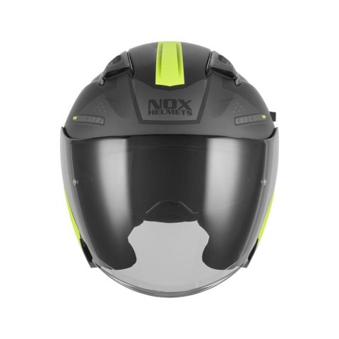 NOX KASK OTWARTY JET Z BLENDĄ N130 EKTO KOLOR ŻÓŁTY FLUO/CZARNY MAT ROZMIAR L