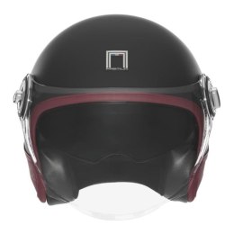 NOX PREMIUM KASK OTWARTY JET HERITAGE LEATHER KOLOR CZARNY MAT/CZERWONY ROZMIAR S