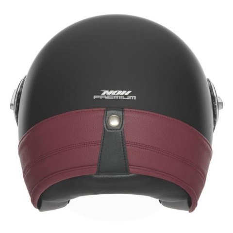 NOX PREMIUM KASK OTWARTY JET HERITAGE LEATHER KOLOR CZARNY MAT/CZERWONY ROZMIAR S