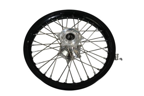 REX WHEELS KOMPLETNE KOŁO TYLNE REX 18 CALI 18 X 2,15 CZARNA FELGA / SREBRNA PIASTA / SREBRNE SZPRYCHY / SREBRNE NYPLE (OŚ 22 MM