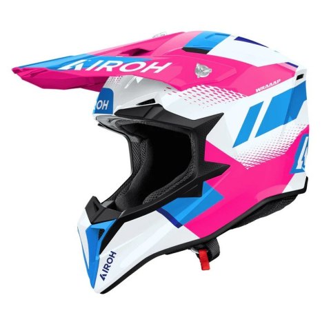 AIROH KASK CROSS / ENDURO / ATV / QUAD WRAAAP VISION KOLOR BIAŁY/NIEBIESKI/RÓŻOWY ROZMIAR M