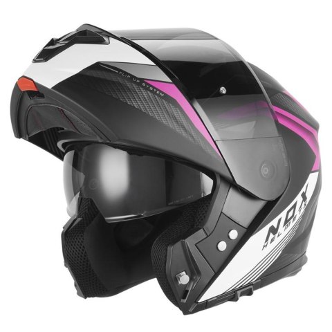 NOX WYPRZEDAŻ WYPRZEDAŻ KASK SZCZĘKOWY (FLIP-UP) Z BLENDĄ N968 SHIFT KOLOR CZARNY MAT/RÓŻOWY ROZMIAR M