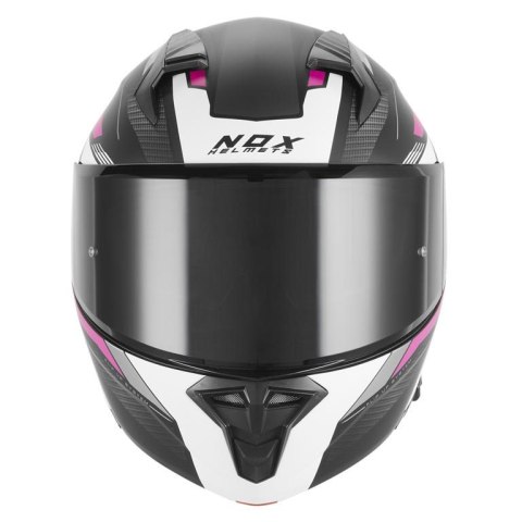 NOX WYPRZEDAŻ WYPRZEDAŻ KASK SZCZĘKOWY (FLIP-UP) Z BLENDĄ N968 SHIFT KOLOR CZARNY MAT/RÓŻOWY ROZMIAR M