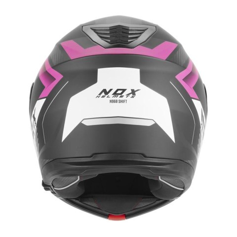 NOX WYPRZEDAŻ WYPRZEDAŻ KASK SZCZĘKOWY (FLIP-UP) Z BLENDĄ N968 SHIFT KOLOR CZARNY MAT/RÓŻOWY ROZMIAR M