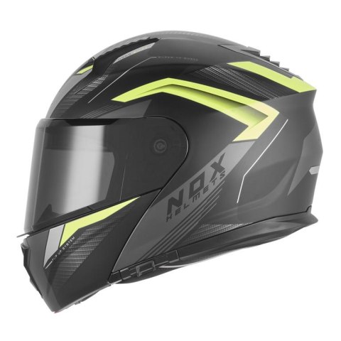 NOX WYPRZEDAŻ KASK SZCZĘKOWY (FLIP-UP) Z BLENDĄ N968 SHIFT KOLOR CZARNY MAT/ŻÓŁTY FLUO ROZMIAR XL