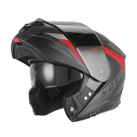 NOX WYPRZEDAŻ KASK SZCZĘKOWY (FLIP-UP) Z BLENDĄ N968 SHIFT KOLOR CZARNY/CZERWONY MAT ROZMIAR M