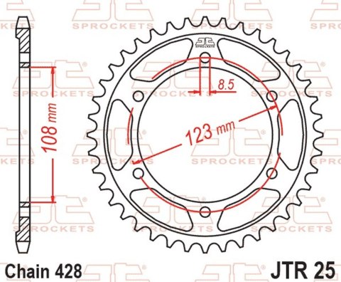JT ZĘBATKA TYLNA 4606 58 APRILIA RS 125 / REPLICA / TUONO 125 '21-'23 (460658JT) (ŁAŃC. 428)