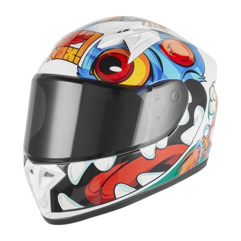 NOX KASK INTEGRALNY (FULL FACE) N731 SCRAPPY KID / JUNIOR (DZIECIĘCY) KOLOR BIAŁY/CZARNY/NIEBIESKI ROZMIAR L