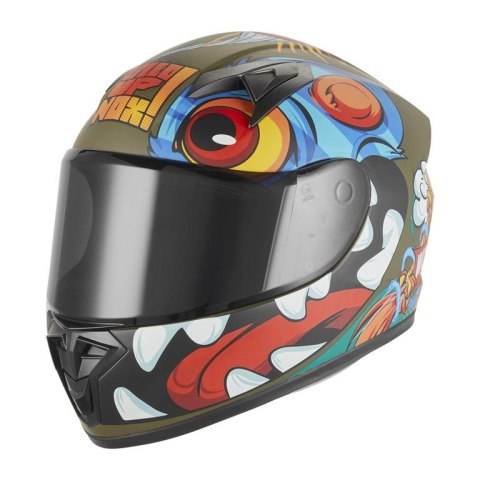 NOX KASK INTEGRALNY (FULL FACE) N731 SCRAPPY KID / JUNIOR (DZIECIĘCY) KOLOR ZIELONY (KHAKI)/CZARNY/NIEBIESKI MAT ROZMIAR M