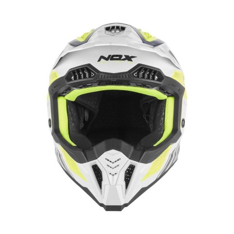 NOX KASK OFF ROAD / CROSS N634 STORM KOLOR BIAŁY/NIEBIESKI/ŻÓŁTY FLUO ROZMIAR M