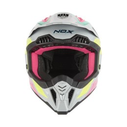NOX KASK OFF ROAD / CROSS N634 STORM KOLOR SZARY/RÓŻOWY/ZÓŁTY FLUO ROZMIAR M
