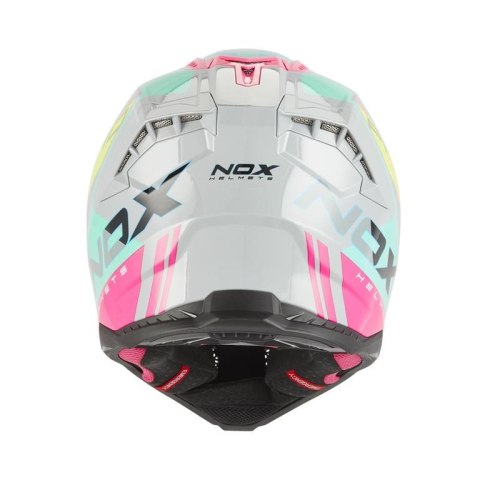 NOX KASK OFF ROAD / CROSS N634 STORM KOLOR SZARY/RÓŻOWY/ZÓŁTY FLUO ROZMIAR M