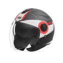 NOX KASK OTWARTY JET Z BLENDĄ N182 ROUND KOLOR CZARNY MAT/CZERWONY ROZMIAR S