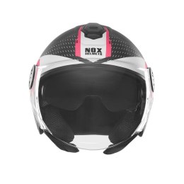 NOX KASK OTWARTY JET Z BLENDĄ N182 ROUND KOLOR CZARNY MAT/RÓŻOWY ROZMIAR M