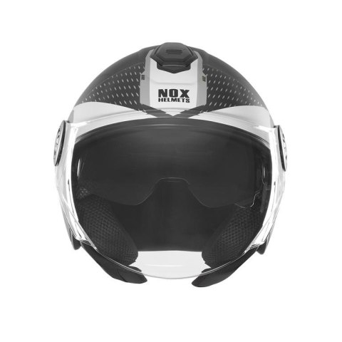 NOX KASK OTWARTY JET Z BLENDĄ N182 ROUND KOLOR CZARNY MAT/SREBRNY ROZMIAR L