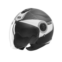 NOX KASK OTWARTY JET Z BLENDĄ N182 ROUND KOLOR CZARNY MAT/SREBRNY ROZMIAR XL
