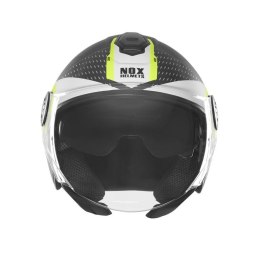 NOX KASK OTWARTY JET Z BLENDĄ N182 ROUND KOLOR CZARNY MAT/ŻÓŁTY FLUO ROZMIAR M