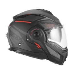 NOX PREMIUM KASK SZCZĘKOWY FLIP-BACK (SZCZĘKA DO TYŁU) Z BLENDĄ SPINNER ARK KOLOR CZARNY MAT/CZERWONY ROZMIAR L