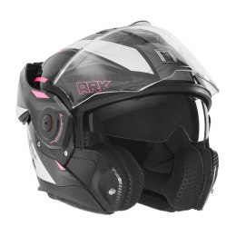 NOX PREMIUM KASK SZCZĘKOWY FLIP-BACK (SZCZĘKA DO TYŁU) Z BLENDĄ SPINNER ARK KOLOR CZARNY/BIAŁY/RÓŻOWY ROZMIAR S