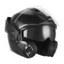 NOX PREMIUM KASK SZCZĘKOWY FLIP-BACK (SZCZĘKA DO TYŁU) Z BLENDĄ SPINNER KOLOR CZARNY MAT ROZMIAR XXL