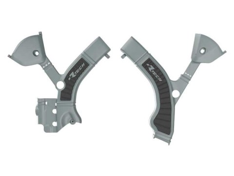 RACETECH (RTECH) 2025/12 OSŁONY RAMY (KOMPLET) BI-MATERIAL SUPER GRIP TRIUMPH TF 250 X / 450 RC '24-'26 KOLOR SZARY / CZARNY