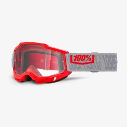 100 PROCENT GOGLE ACCURI 2 GATORBACK - CLEAR LENS- KOLOR CZERWONY/SZARY - SZYBKA PRZEŹROCZYSTA CLEAR LENS