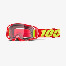 100 PROCENT GOGLE ARMATIC ENDURO MOTO DUAL PANE RED - CLEAR LENS - KOLOR CZERWONY/ŻÓŁTY FLUO - PODWÓJNA SZYBKA PRZEŹROCZYSTA