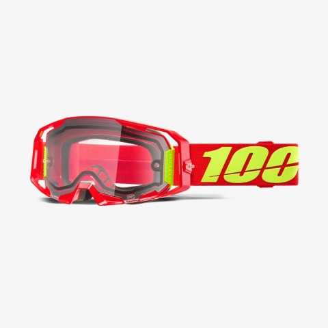 100 PROCENT GOGLE ARMATIC ENDURO MOTO DUAL PANE RED - CLEAR LENS - KOLOR CZERWONY/ŻÓŁTY FLUO - PODWÓJNA SZYBKA PRZEŹROCZYSTA