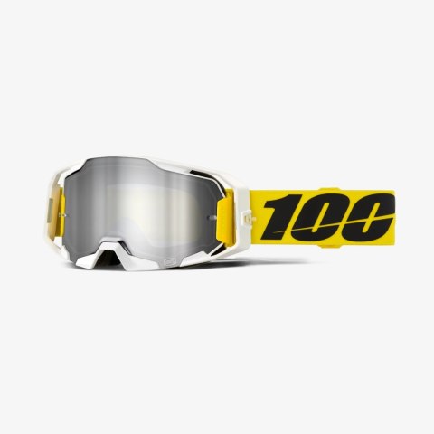 100 PROCENT GOGLE ARMATIC VALERA - SILVER MIRROR LENS - KOLOR BIAŁY/ŻÓŁTY- SZYBKA SREBRNE LUSTRO