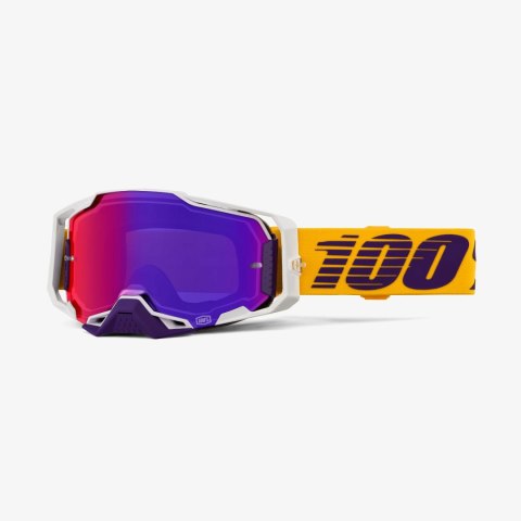 100 PROCENT GOGLE ARMEGA DIFENBAK - PURPLE MIRROR LENS - KOLOR ŻÓŁTY/FIOLETOWY/BIAŁY- SZYBKA FILOETOWE LUSTRO