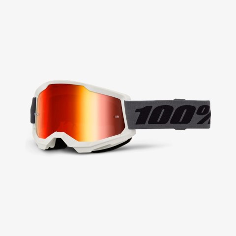 100 PROCENT GOGLE STRATA 2 GREY - RED MIRROR LENS - KOLOR SZARY/BIAŁY - SZYBKA CZERWONE LUSTRO