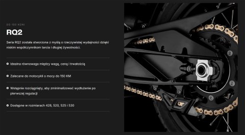 TSUBAKI ŁAŃCUCH NAPĘDOWY 520 RQ2 112 PROFESSIONAL ROAD X-RING CHAIN KOLOR ZŁOTO CZARNY G&B (112 OGNIW, OTWARTY ZAKUWKA W ZESTAWI