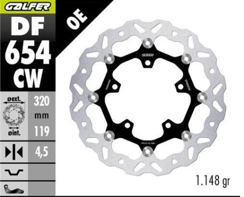 GALFER TARCZA HAMULCOWA PRZÓD CF MOTO MT 450 '24- (FLOATING) (320X119X4,5MM)