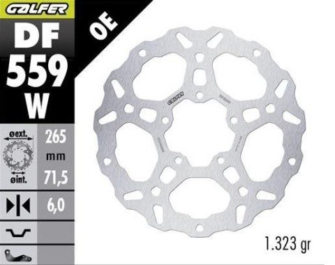 GALFER TARCZA HAMULCOWA TYŁ DUCATI DESERT 937X '21-; DESERT 937X RALLY '24-; MULTISTRADA V4 1150/1158/1103 '21- (WAVE DISC) (265