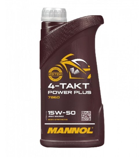 MANNOL OLEJ MOTOCYKLOWY SILNIKOWY 4-TAKT POWER PLUS 15W-50 1L (7860)