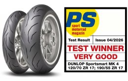 DUNLOP KOMPLET OPON (637884/26) 120/70ZR17 (58W) TL SPORTSMART MK4 PRZÓD DOT 2026 + (637887/24) 190/50ZR17 (73W) TL SPORTSMART M