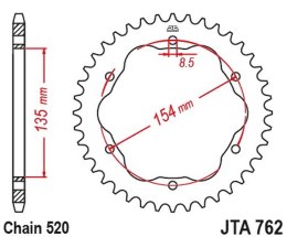 JT ZĘBATKA TYLNA ALUMINIOWA 4574 43 DUCATI 939 SUPER SPORT '17-'20, 950 SUPER SPORT '21-'23, 955 PANIGALE V2 / BAYLISS '20-'24 (