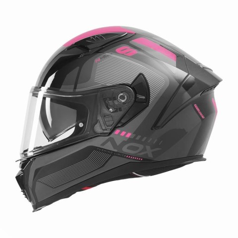 NOX KASK INTEGRALNY (FULL FACE) Z BLENDĄ N402 MENTOR KOLOR CZARNY/RÓŻOWY ROZMIAR L