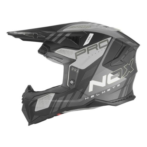 NOX PROMOCJA KASK OFF ROAD / CROSS N634 STORM KOLOR SREBRNY MAT/CZARNY ROZMIAR XL
