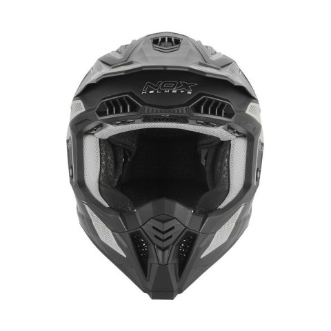 NOX PROMOCJA KASK OFF ROAD / CROSS N634 STORM KOLOR SREBRNY MAT/CZARNY ROZMIAR XL