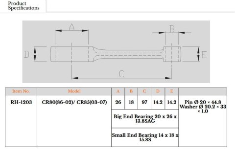 ROYAL RODS KORBOWÓD HONDA CR 80 '86-'02 , CR 85 '03-'07