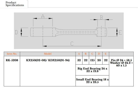 ROYAL RODS KORBOWÓD KAWASAKI KX 250 (KX250) '78-'08, KDX 250 (KDX250) '91-'94