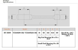 ROYAL RODS KORBOWÓD YAMAHA YZ 250 '99-'26, YZ 250 X '16-'26, FANTIC XX 250 '22-'25 (SWORZEŃ 24x58.7)