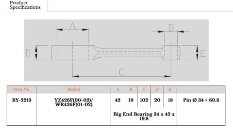 ROYAL RODS KORBOWÓD YAMAHA YZF 426 (YZ426F) '00-'02, WRF 426 (WR426F) '01-'02