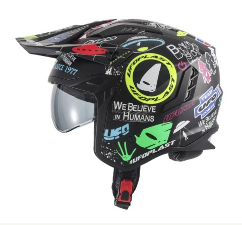UFO KASK SHERATAN JET / TRIAL Z BLENDĄ PRZECIWSŁONECZNĄ KOLOR CZARNY/MIX APLIKACJI UFO ROZMIAR XS ( ECE 22R06 ) - KOLEKCJA 2025/