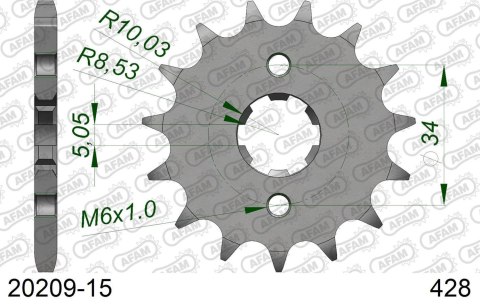 AFAM 2026/04 ZĘBATKA PRZEDNIA 2037 15 HONDA CBR 125 '04-'17, XLR 125 '98-'01, CB 125F '15-'16 (JTF1264.15) (ŁAŃC. 428)