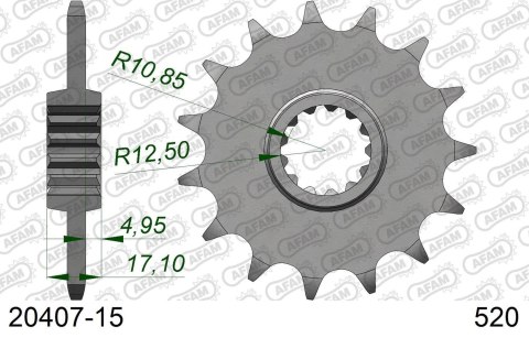 AFAM 2026/04 ZĘBATKA PRZEDNIA 2042 15 HONDA CB 500F/X '13-'15, CBR 500R '13-'16, NC 700 '12-'14, CT/CTX 700 14 (JTF1381.15) (ŁAŃ