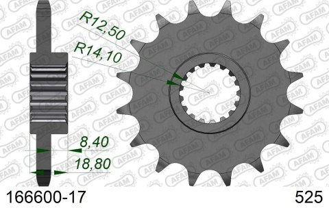 AFAM 2026/04 ZĘBATKA PRZEDNIA 2078 17 Z GUMĄ APRILIA RST/RSV/SL 1000 BMW F 650/700/800 GS (JTF704.17RB) (ŁAŃC. 525)